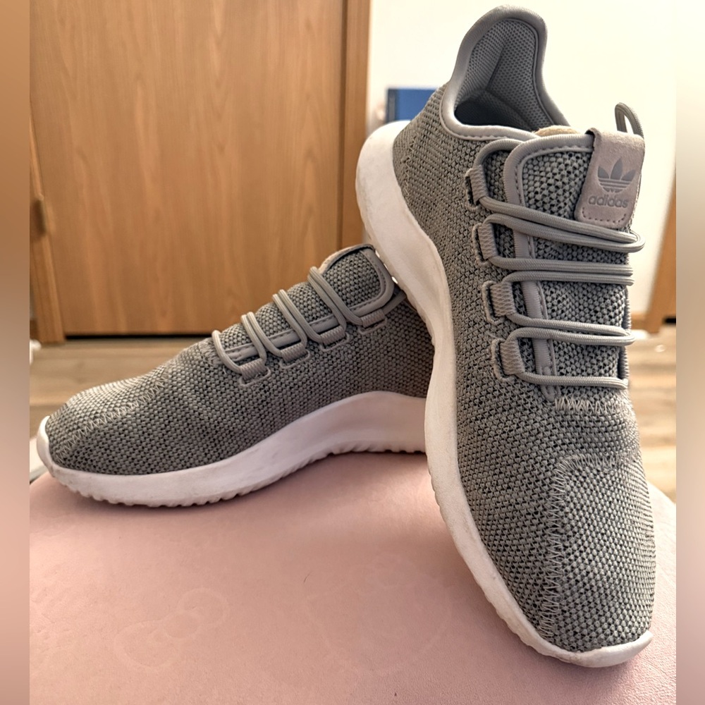 Adidas Tubular Light Gray Knit Running Shoes